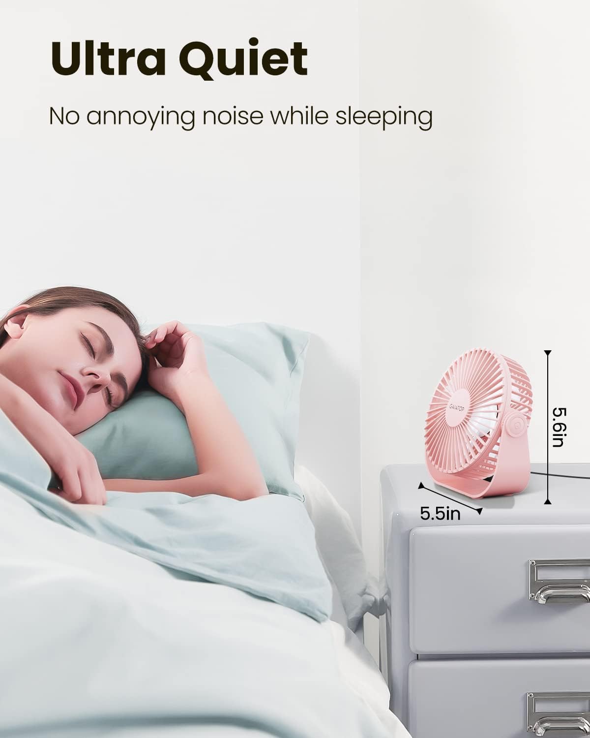 Gaiatop Ventilador de escritorio USB, flujo de aire fuerte de 3 vel...