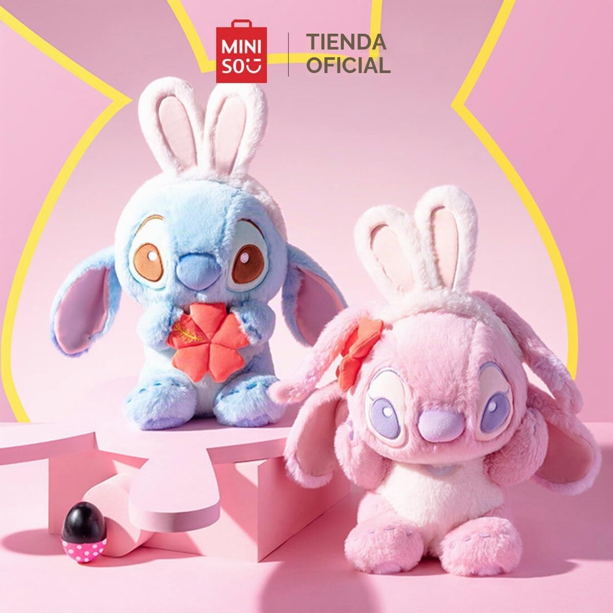 MINISO Disney Lilo & Stitch - Peluche de 11 pulgadas, colección de conejito cambiante, peluches de calidad prémium para los fanáticos de Disney