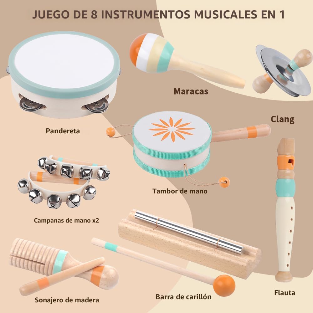 Instruments Musicales para Niños Pequeños - Juguetes Montessori de Madera para bebés a partir de 18 meses