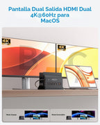Estación de acoplamiento para MacBook Monitor dual 4K@60Hz para MacBook Pro