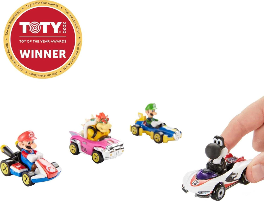 Hot Wheels Mario Kart - Paquete de 4 personajes y karts en