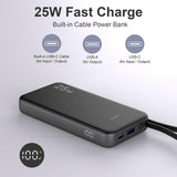 JUOVI Power Bank 25W 10000mAh Cargador portátil con cable incorpora...