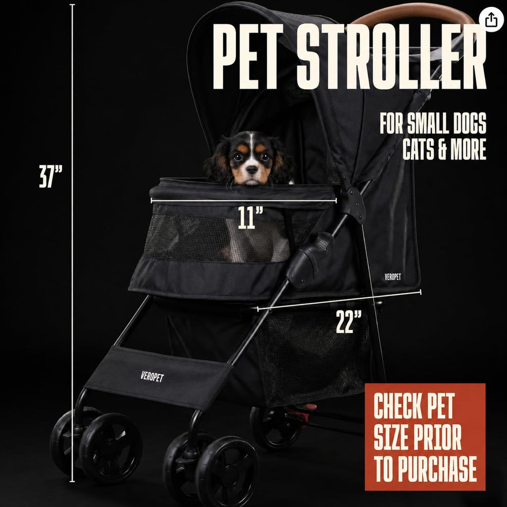 Cochecito para mascotas para perros y gatos pequeños, cochecito plegable para mascotas con malla transpirable, cesta de almacenamiento y soporte para tazas, cochecito ligero para perros de 4 ruedas