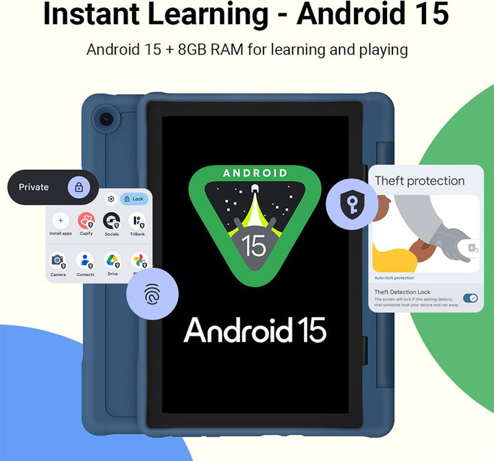 UEMXDOX Tableta para niños, Android 15, tableta para niños de 3 año...