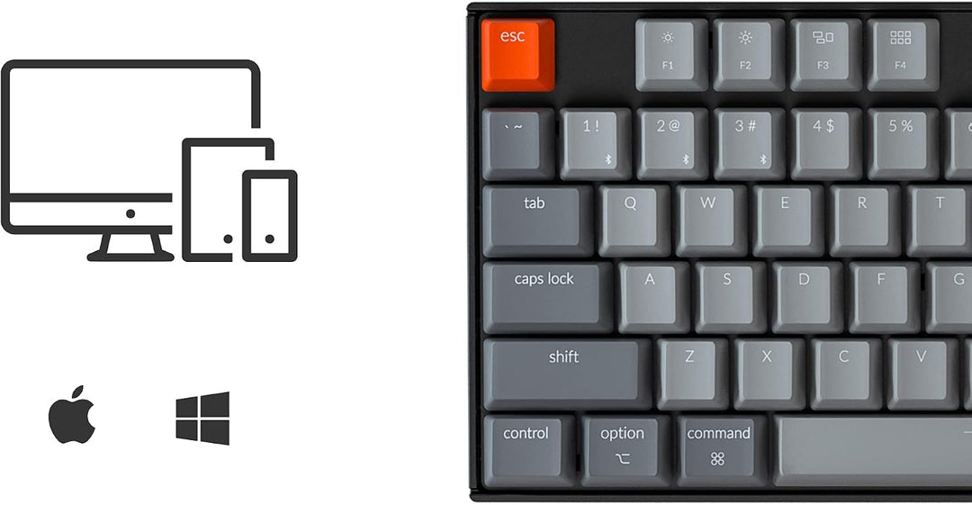 Keychron Teclado mecánico inalámbrico K8 Tenkeyless para Mac, retro...