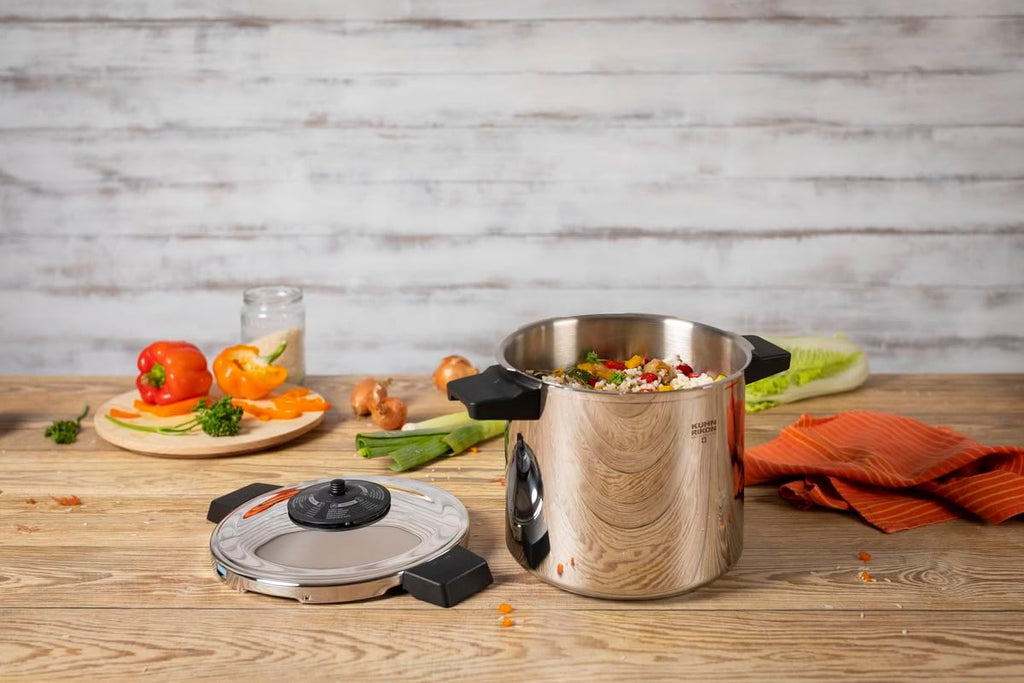 Kuhn Rikon Duromatic Classic NEO - Olla a presión con mango lateral de 7 L, hecha en Suiza, ultrarrápida y eficiente energéticamente, base súper térmica gruesa, segura y duradera