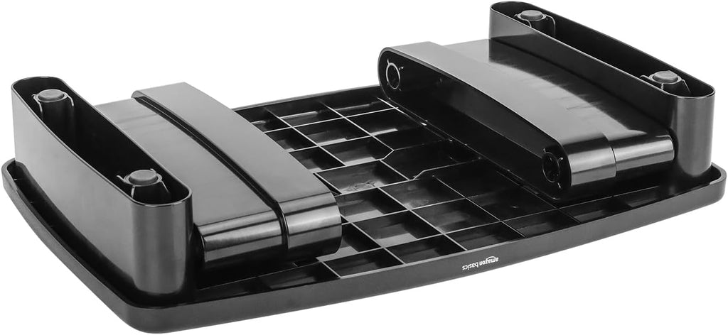 Amazon Basics Soporte elevador de monitor de altura ajustable con organizador de almacenamiento, diseño apilable de 3 niveles, plástico ABS duradero, soporta hasta 22 libras