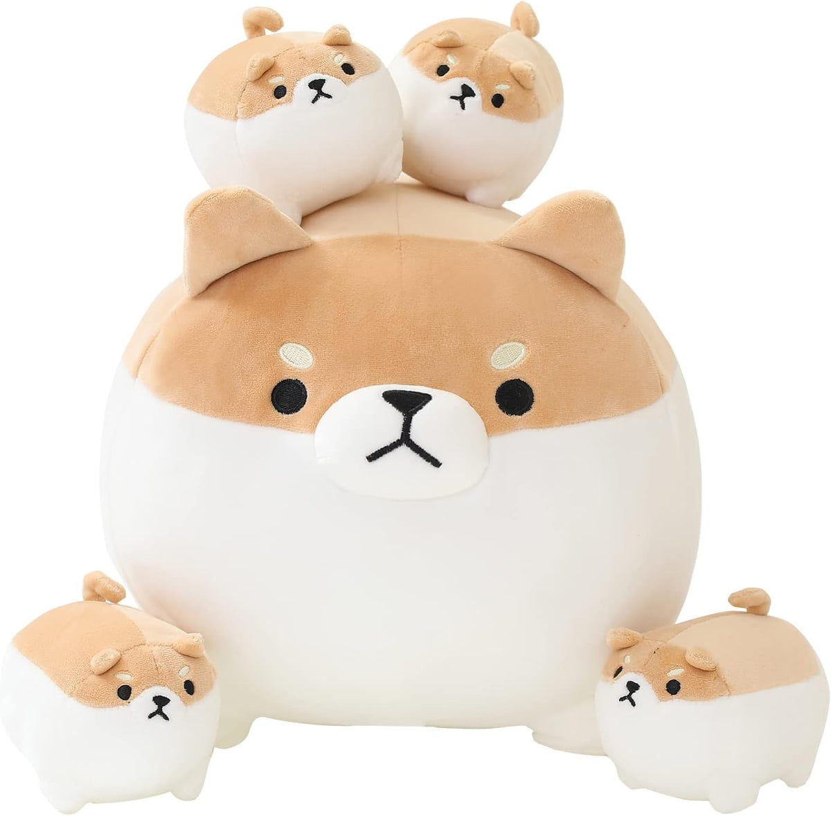 SQEQE Juguete de peluche Shiba Inu con 4 peluches de Shiba Inu en su barriga