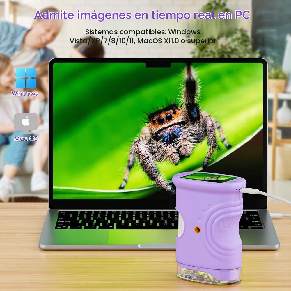 Microscopio para niños, pantalla de 2.0 pulgadas, microscopio digital 1000X para niños, mini microscopios de mano de bolsillo para niños, regalo de festival de cumpleaños, juguetes divertidos