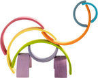 Juguete apilable de madera de arco iris, apilador de 12 piezas, bloques de construcción de rompecabezas de anidación extragrandes, juguetes educativos para niños pequeños