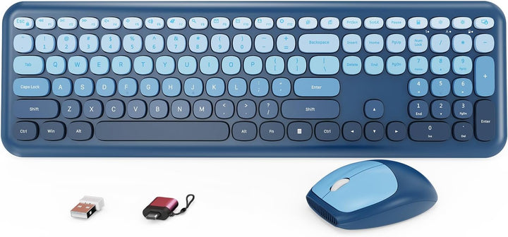 Combo de teclado y mouse inalámbricos HotFox, teclado retro de tama...