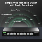 Interruptor SFP+ de 8 puertos 10Gb, interruptor de red gestionado Web