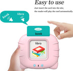 Startcan Tarjetas parlantes en español e inglés para niños pequeños de 1 a 6 años, juguetes audibles para que los niños aprendan español - 258 tarjetas y 516 palabras (Rosa)