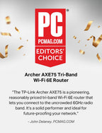 TP-Link AXE5400 - Enrutador WiFi 6E de tres bandas (Archer AXE75)
