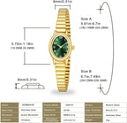 ADSBIAOYE Relojes pequeños de oro para mujer, números arábigos, fácil de leer, reloj analógico con banda de expansión de acero inoxidable, resistente al agua