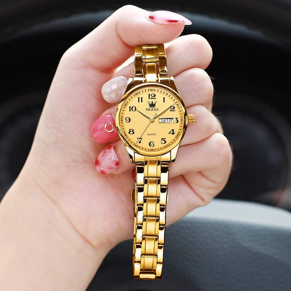 OLEVS Reloj de Lujo para Mujeres, Modo Pequeño de Muñeca, Acero Inoxidable, Reloj para Damas, Calendario