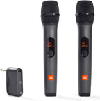 JBL Sistema inalámbrico de dos micrófonos con receptor de doble canal, negro