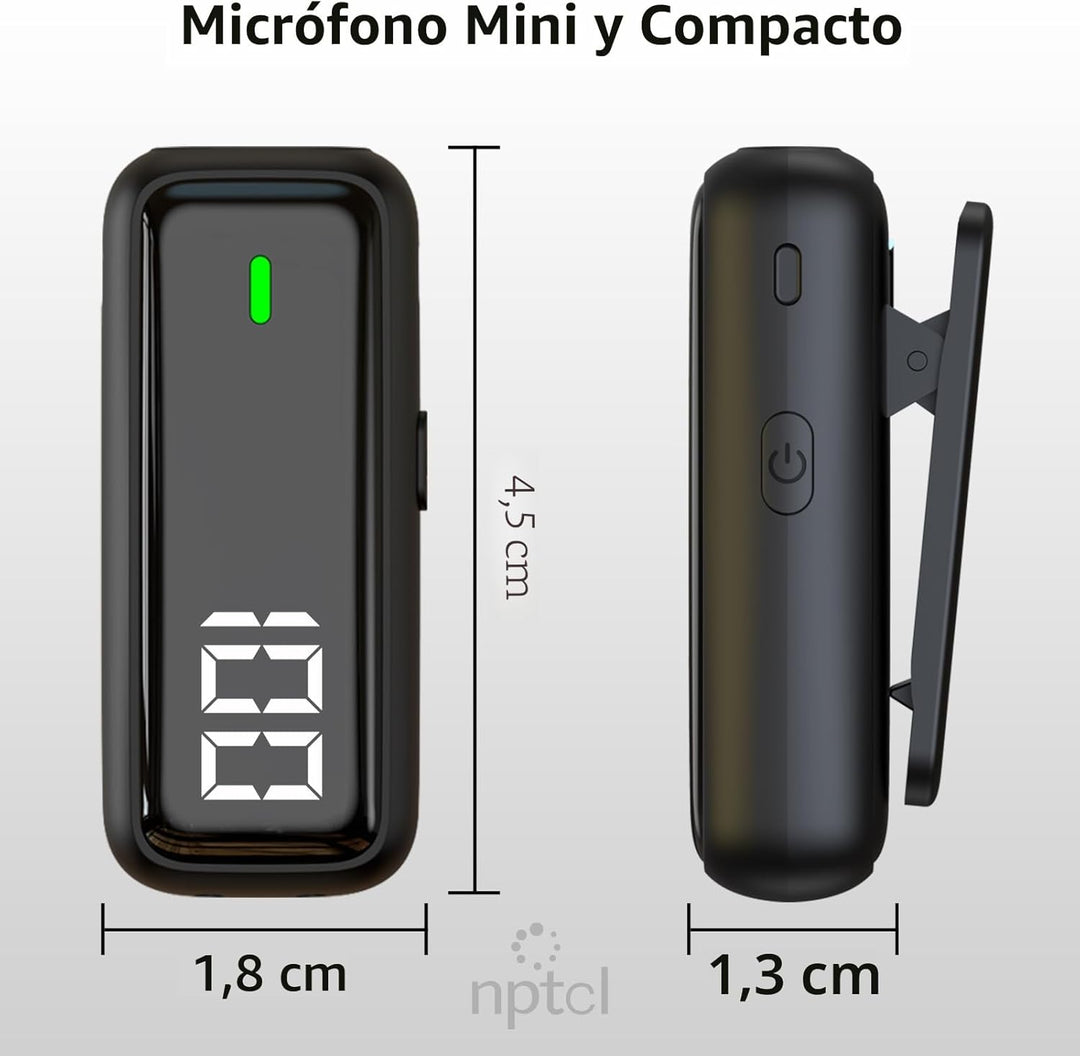 NPTCL Micrófono Lavalier inalámbrico para iPhone y teléfono Android...