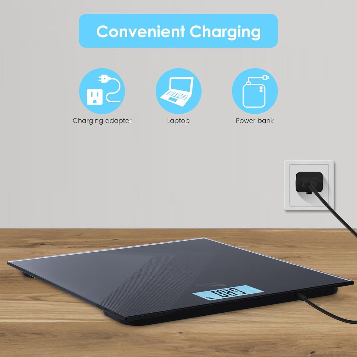 himaly Báscula de baño digital recargable tipo C