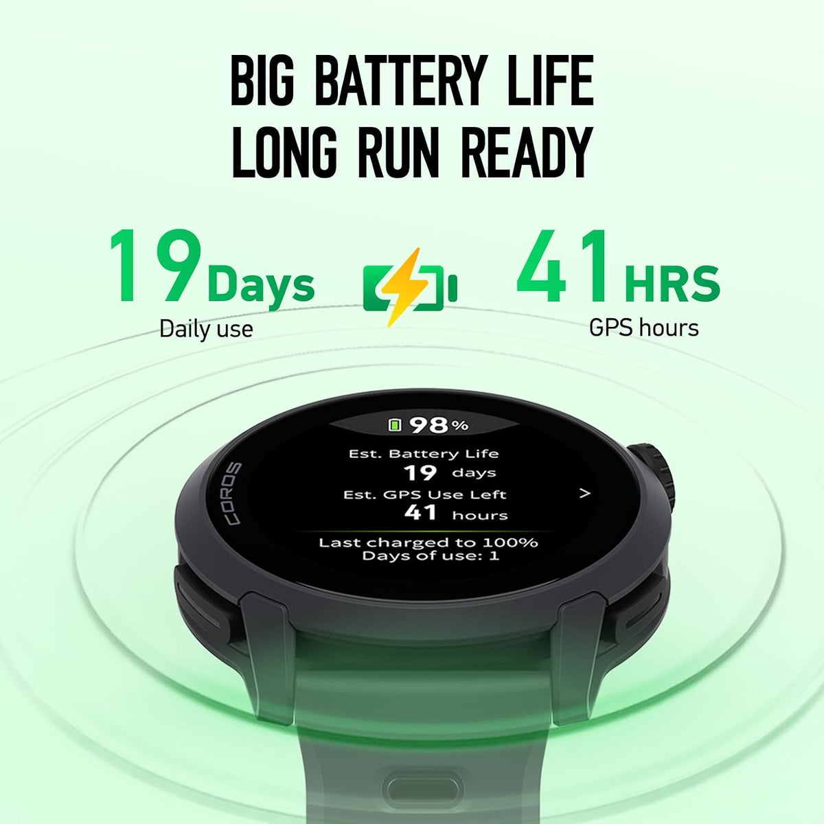 COROS Reloj GPS deportivo ultraligero PACE 4 (silicona negra, estándar)
