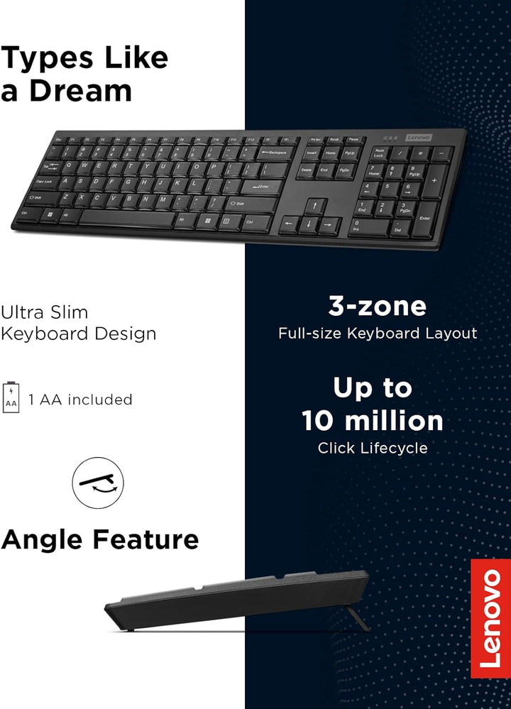 Lenovo Teclado compacto inalámbrico 100 - Teclado inalámbrico para...