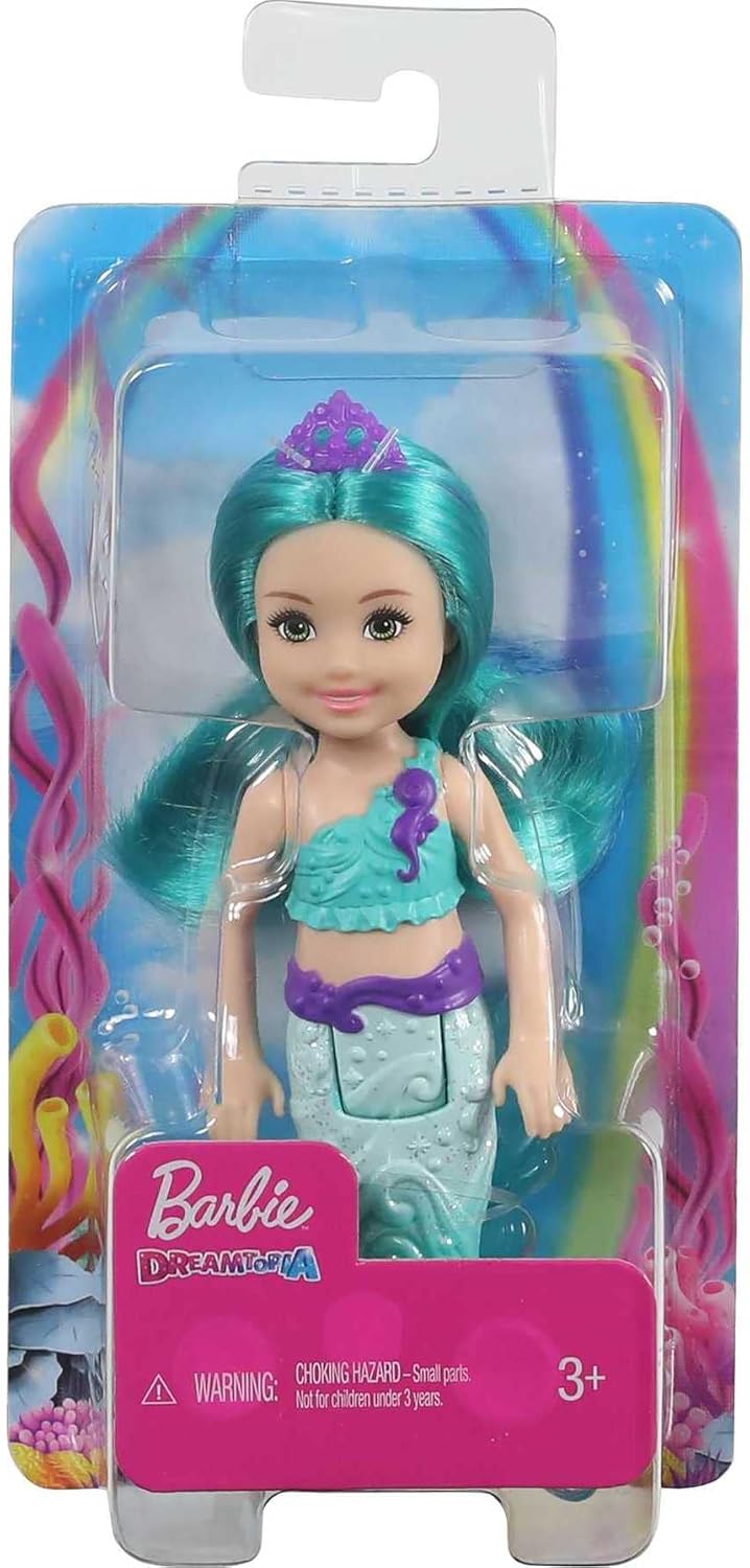 Muñeca Barbie Dreamtopia Chelsea de sirena con pelo y cola color ag...