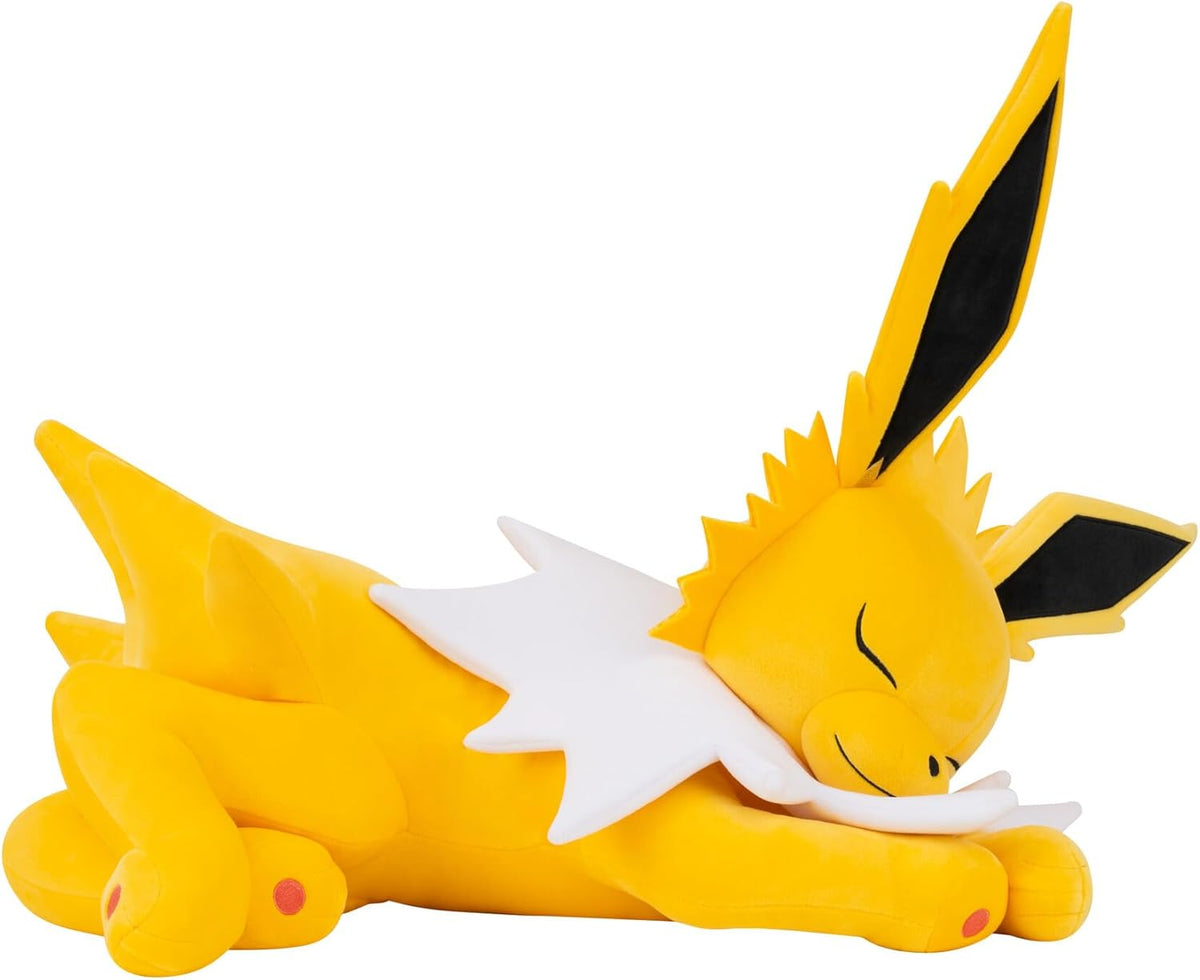 Pokemon Jolteon - Peluche para dormir, 18 pulgadas, felpa prémium en postura para dormir