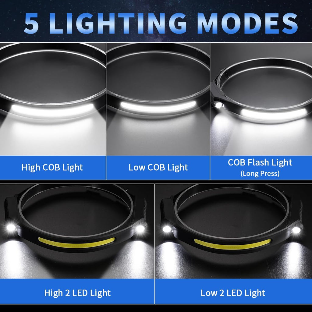 Lámpara ZioeYiue Linterna frontal recargable 5PCS, lámpara de cabeza LED de haz