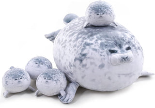 TOYSYM - Almohada de foca gordita de peluche linda con 4 peluches b...