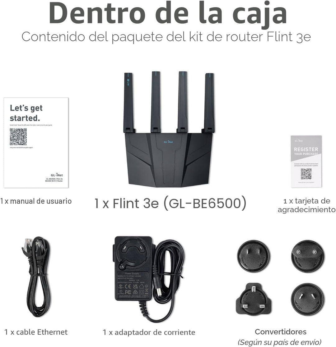 GL.iNet GL-BE6500 (Flint 3e) Router WiFi 7, enrutador WiFi de alta...
