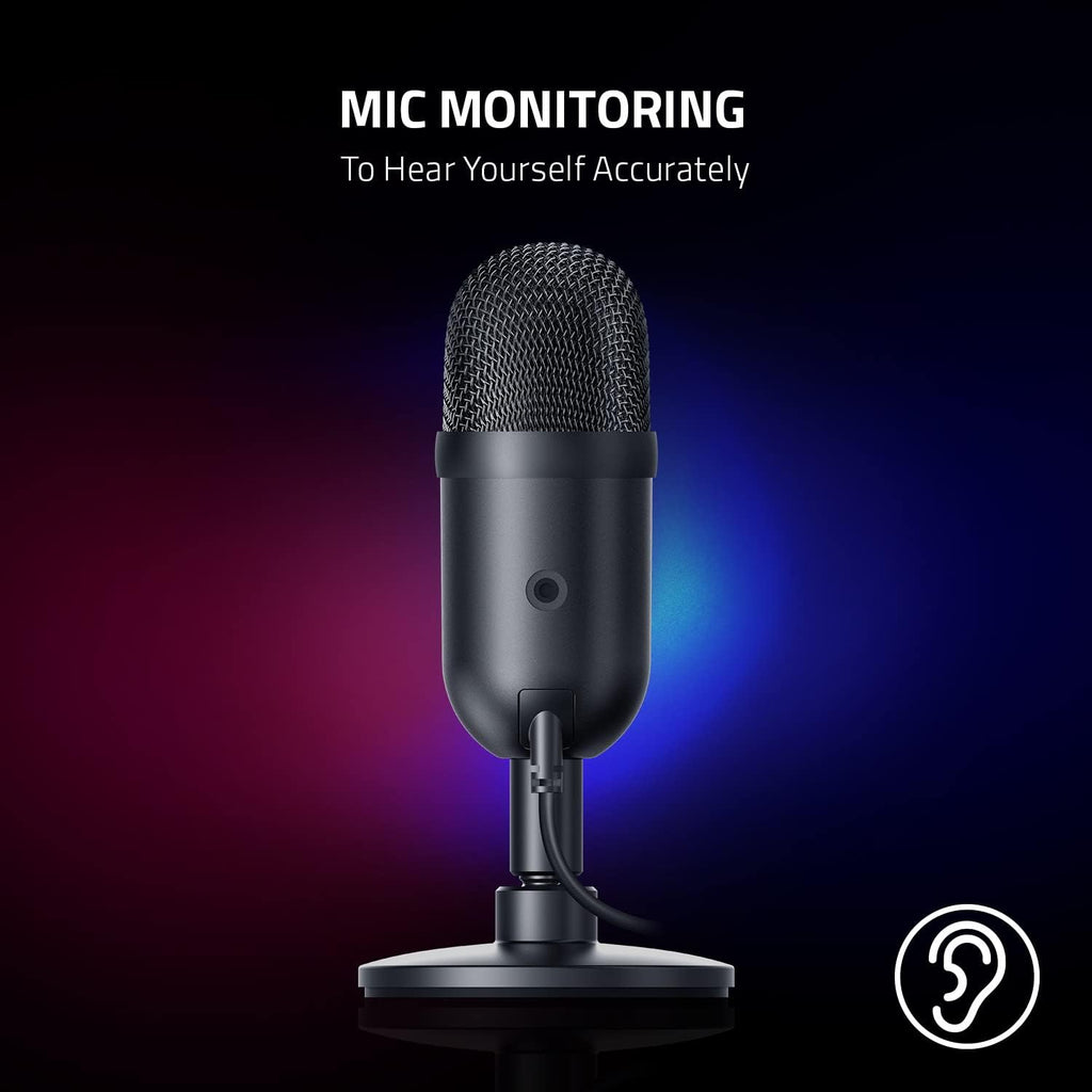 Razer Seiren V2 X - Micrófono USB de condensador para transmisión y juegos en PC: patrón de captación supercardioide - Limitador digital integrado - Monitorización del micrófono y control de ganancia
