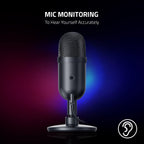Razer Seiren V2 X - Micrófono USB de condensador para transmisión y juegos en PC: patrón de captación supercardioide - Limitador digital integrado - Monitorización del micrófono y control de ganancia