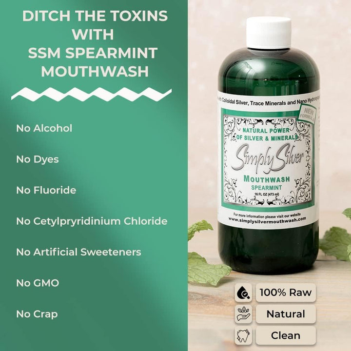 Simply Silver Mouthwash Sabor a menta verde - Fórmula de nano hidro...