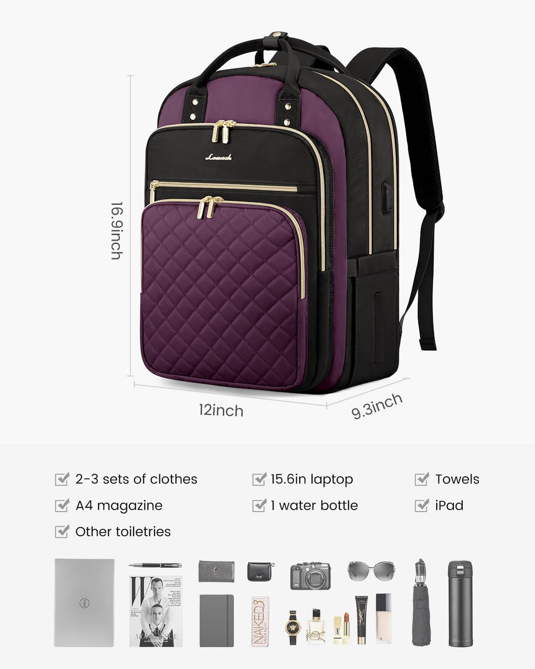 LOVEVOOK Mochila para laptop para mujer con compartimento separado...