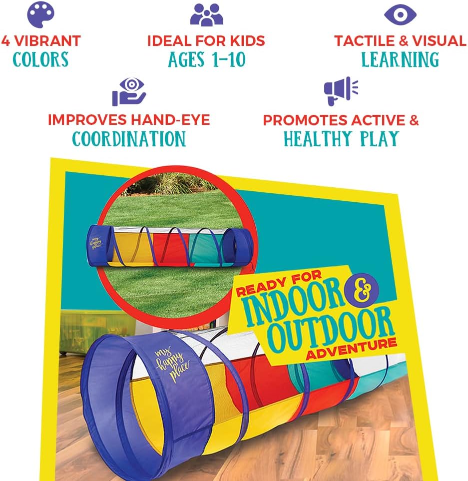 Kiddey Túnel de juego Pop Up Tunnel juguetes para niños pequeños, túnel multicolor para diversión en interiores y exteriores, gatear y jugar, carrera de obstáculos para niños, regalos para niños