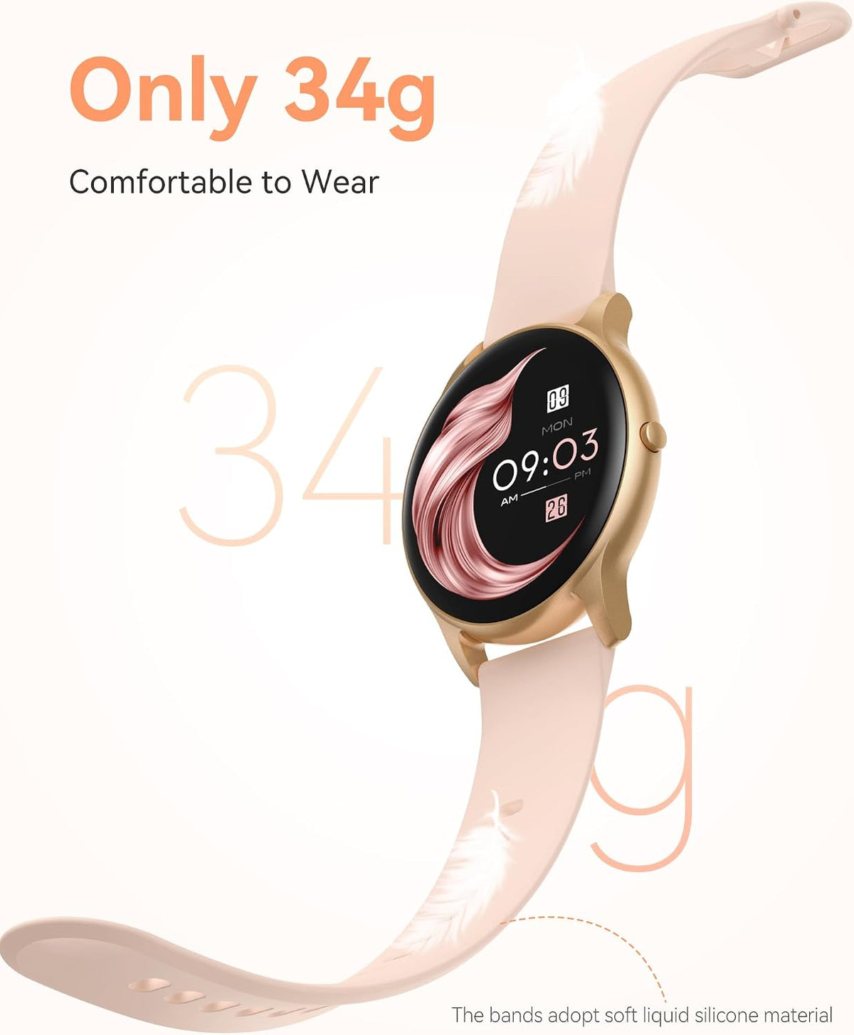 AGPTEK Reloj inteligente para mujer, reloj inteligente impermeable de 5 ATM