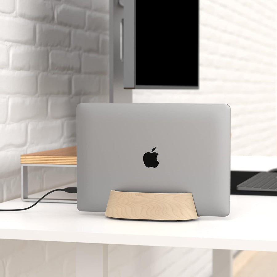 HumanCentric Soporte vertical para laptop en madera de arce, soport...