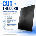 Antena HDTV plana amplificada para interiores RCA - Recepción multidireccional VHF y UHF, 4K/8K, 1080P, alcance de 40 millas - ANT1360E
