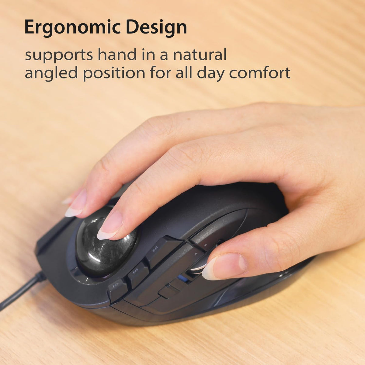ELECOM Ratón DEFT Trackball, con cable, control de dedos, función d...