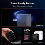 Cargador inteligente LED Wozoyo GaN de 70 W, carga 2XType-C y USB-A Superfast 2.0, compatible con iPhone 17/16/16 Pro Max/15 Series/iPad Pro, teléfonos inteligentes, tabletas y más, PD/PPS/QC 3.0