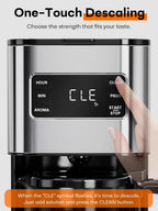 Cafetera de goteo de 12 tazas programable, regular y fuerte, pantalla LED