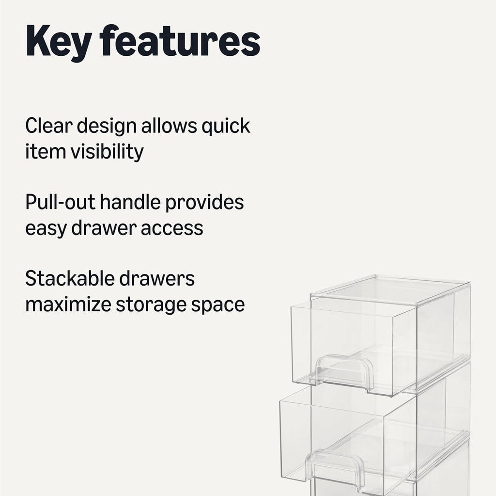 Amazon Basics Cajones organizadores de maquillaje apilables de plás...