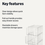 Amazon Basics Cajones organizadores de maquillaje apilables de plás...