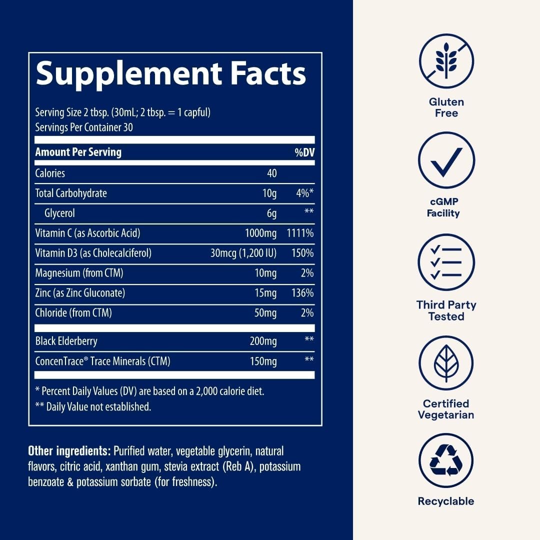 Trace Minerals Inmunidad líquida+con saúco, zinc, vitaminas C y D,...