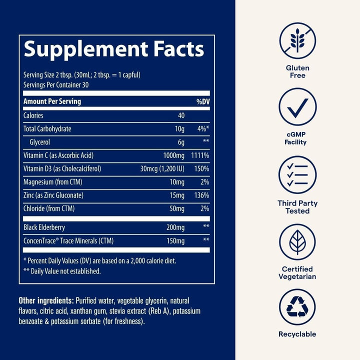 Trace Minerals Inmunidad líquida+con saúco, zinc, vitaminas C y D,...