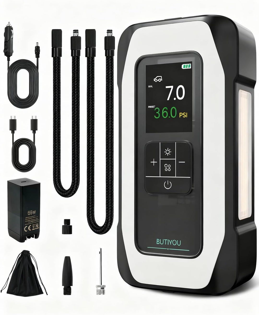 Butiyou Compresor de aire portátil para inflador de neumáticos BY01...