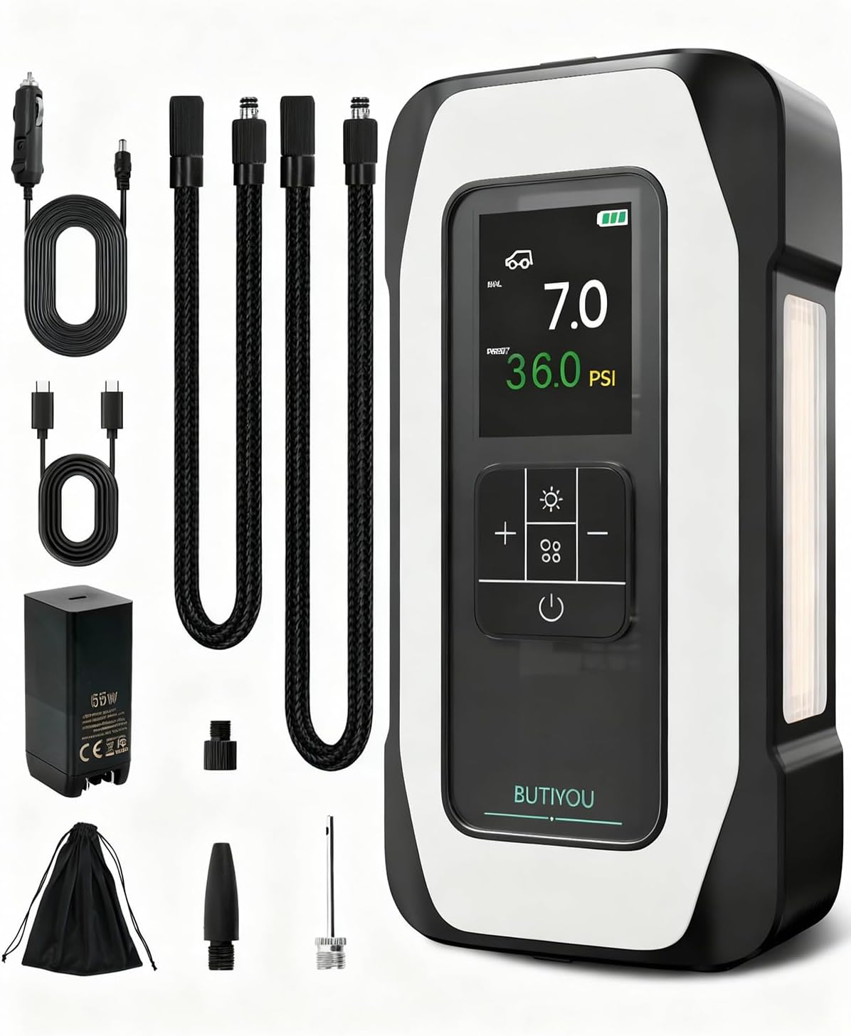 Butiyou Compresor de aire portátil para inflador de neumáticos BY01...
