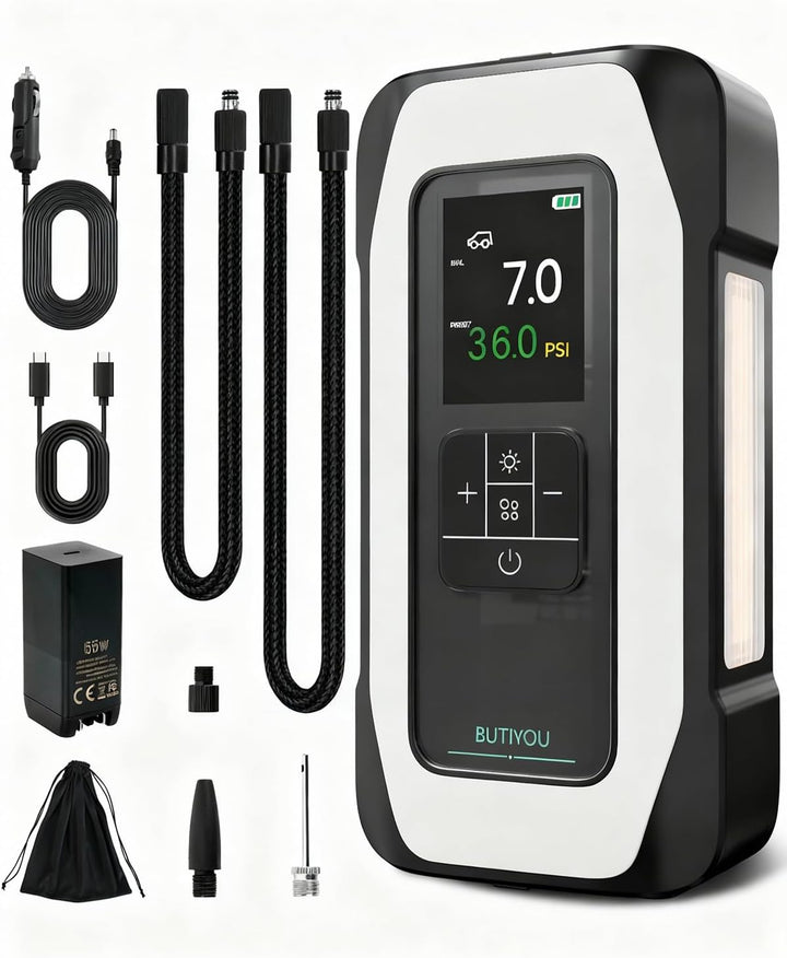 Butiyou Compresor de aire portátil para inflador de neumáticos BY01...