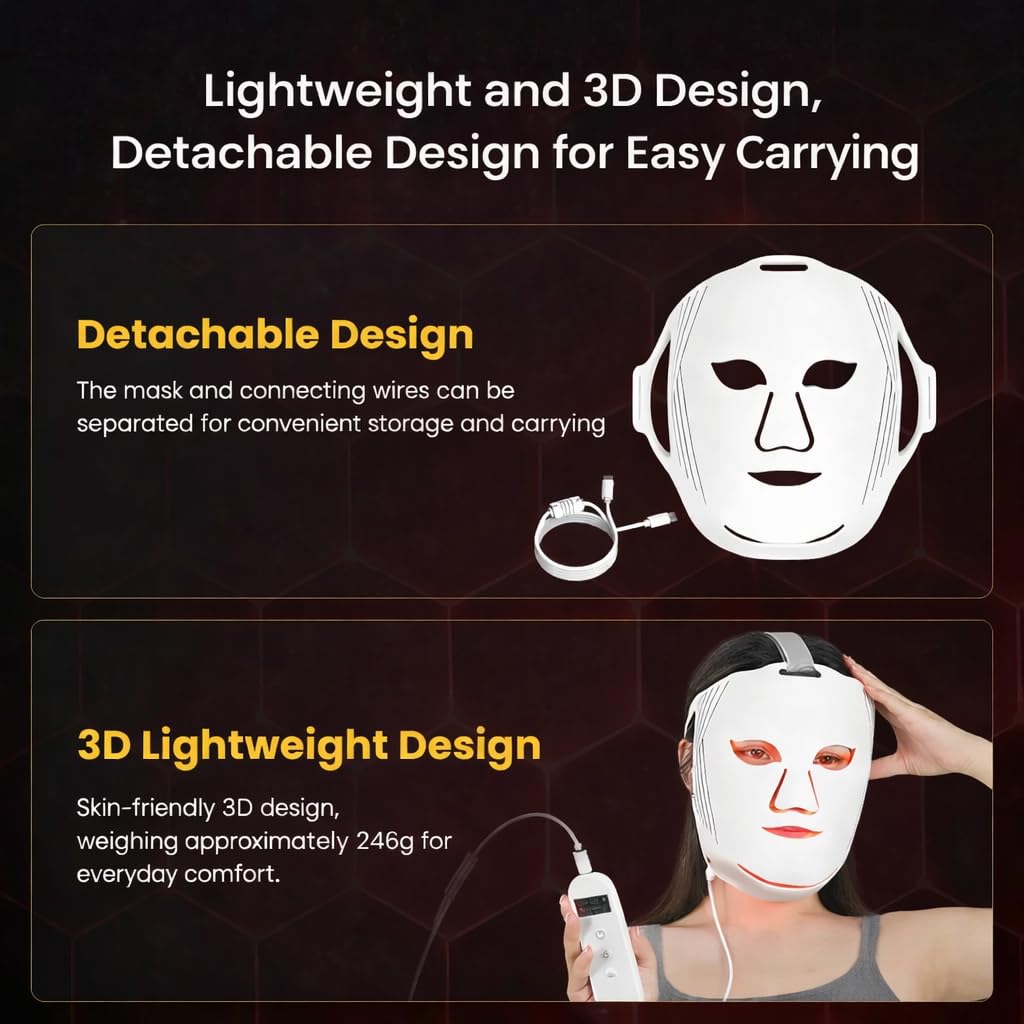 Máscara de terapia de luz roja para cara, máscara facial LED para t...