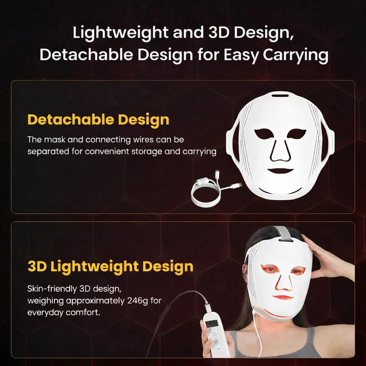 Máscara de terapia de luz roja para cara, máscara facial LED para t...